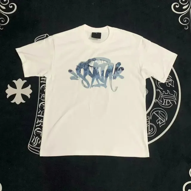 Chrome Hearts Graphic Tee Blue Graffiti Print
