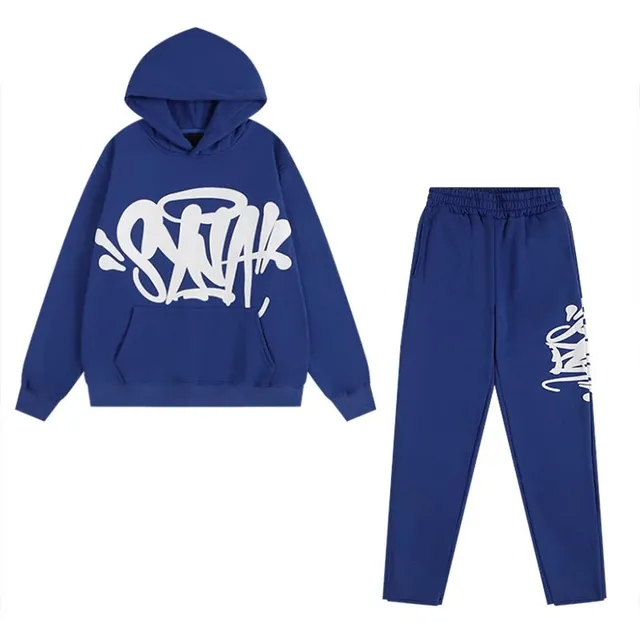 Hoodie and Joggers Set Graffiti Print