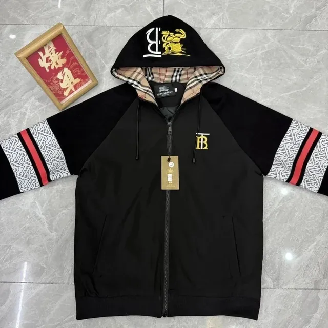 Burberry Logo Hooded Jacket Monogram Sleeve