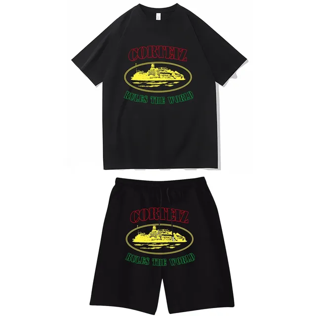 Corteiz Rules The World Set Black with Yellow/Red/Green Print