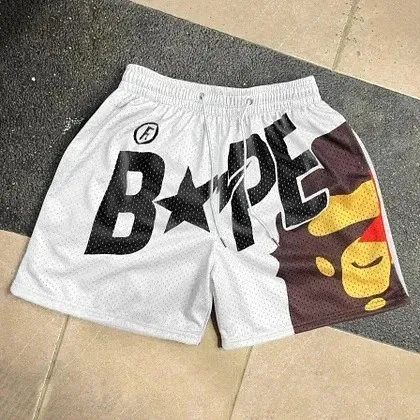 BAPE Mesh Shorts Bapesta Logo Print