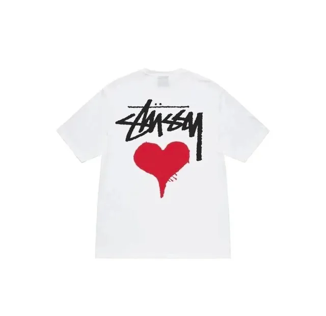 Stüssy Heart Logo Tee White with Red Heart and Black Stussy Script