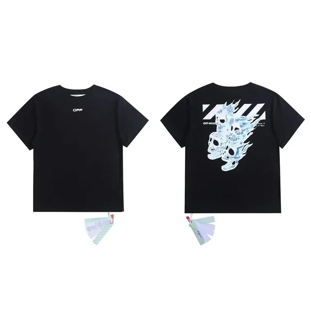 Off-White T-Shirt Skull Flame Print