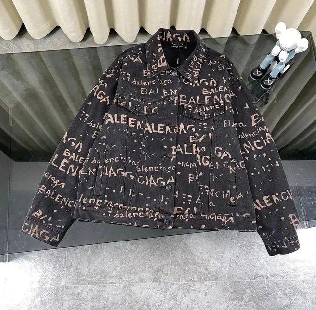 Balenciaga Denim Jacket All-Over Logo Print
