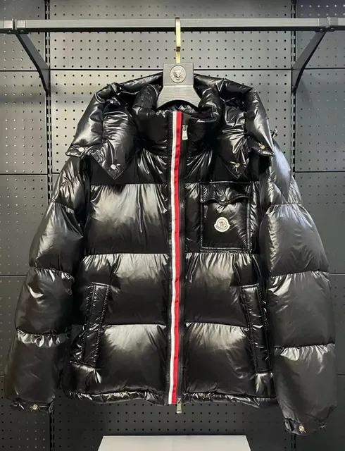 Moncler Maya Glossy Black with Red-White-Blue Tape