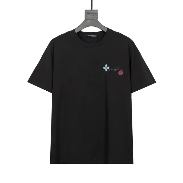 Louis Vuitton t-shirt black with small floral and script logo embroidery