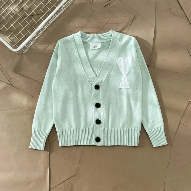 AMI Paris V-Neck Cardigan Heart Logo