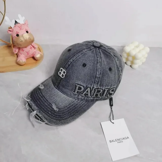 Balenciaga Denim Cap Distressed Paris