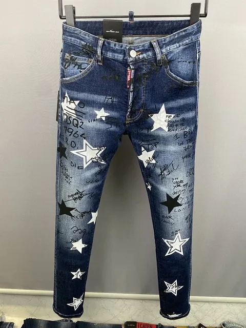 Dsquared2 Star Print Jeans Graffiti Stars