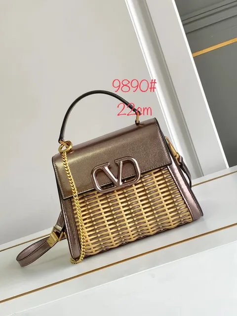 Valentino VLogo Bag Woven Raffia
