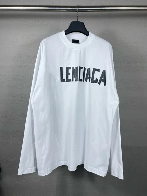 Balenciaga Logo Long-Sleeve Tee Lenciaga Print
