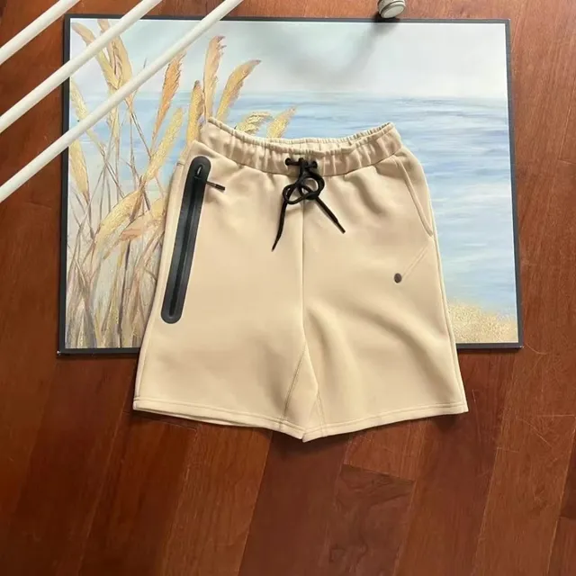 Nike Tech Fleece Shorts Beige with Black Zip