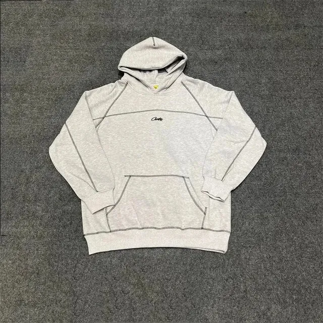 Corteiz Hoodie Heather Grey with Contrast Stitching