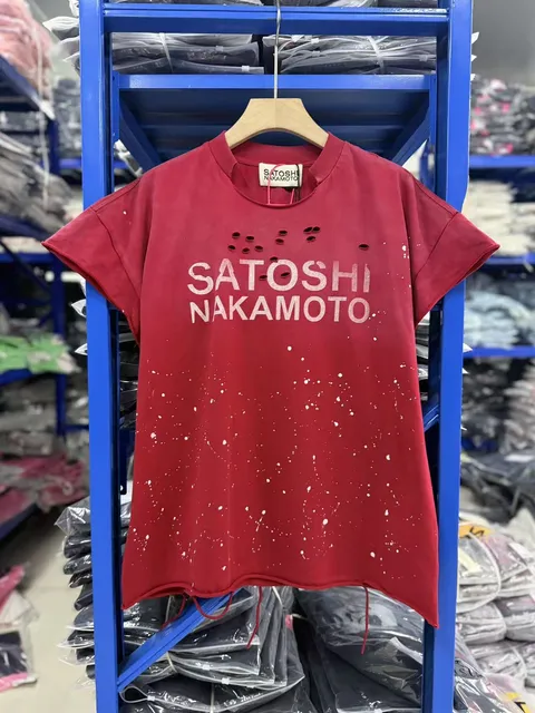 Satoshi Nakamoto T-Shirt Distressed Logo Print