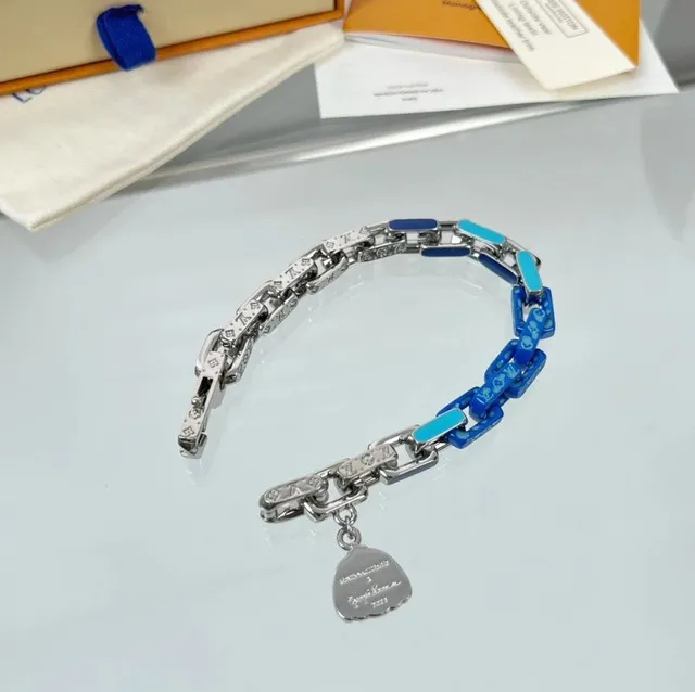 Louis Vuitton × Yeezy Chain Bracelet Blue Enamel and Silver