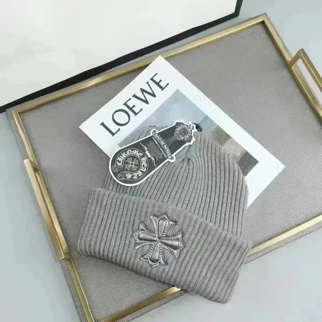 Chrome Hearts beanie ribbed knit with embroidered cross