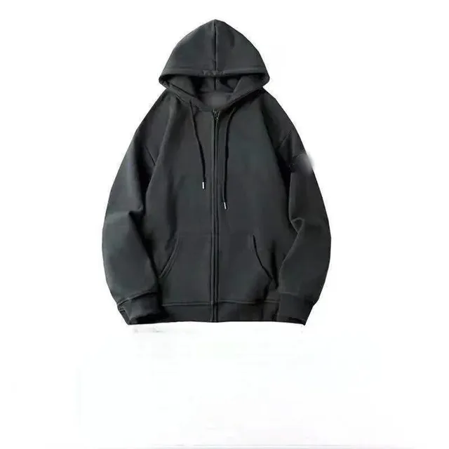 Zip-Up Hoodie Solid Black