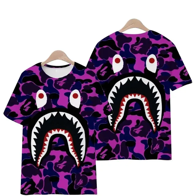 BAPE Shark Hoodie Tee Purple Camo Shark