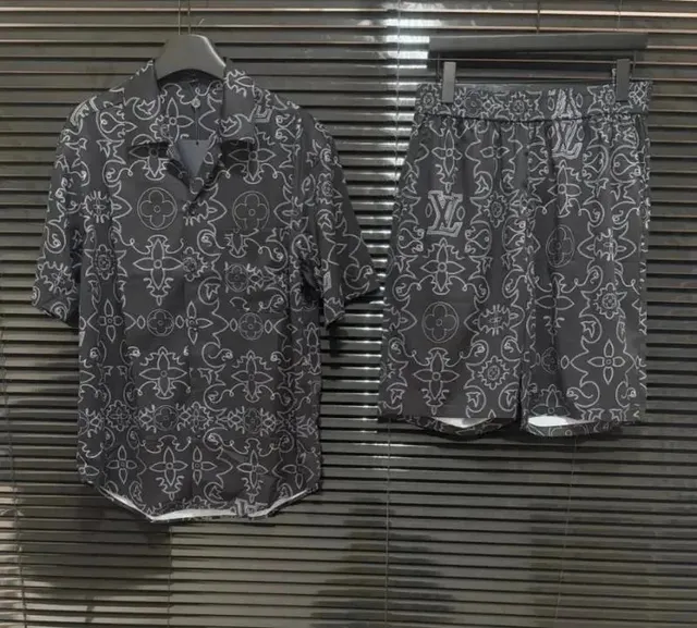 Louis Vuitton Printed Shirt and Shorts Set Monogram Floral Pattern
