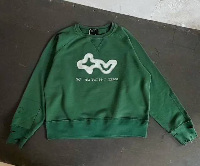 Broken Planet Cropped Sweatshirt Distressed Logo