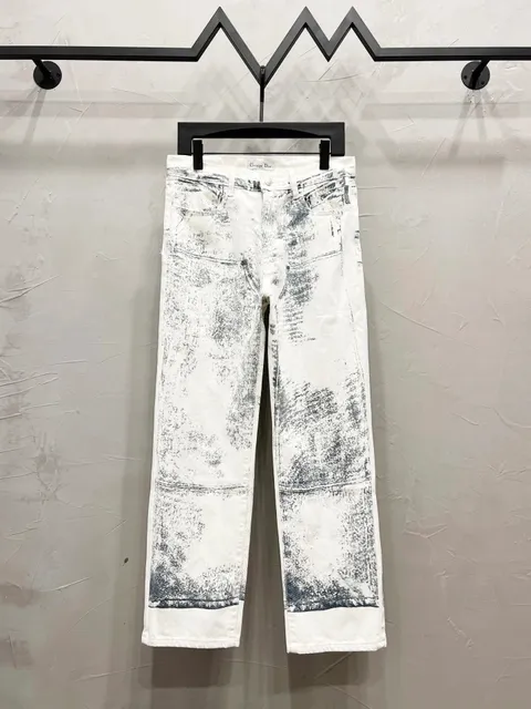 Dior Distressed Jeans Acid Wash Print