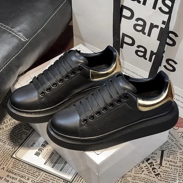 Alexander McQueen Oversized Sneaker Black with Gold Heel Tab