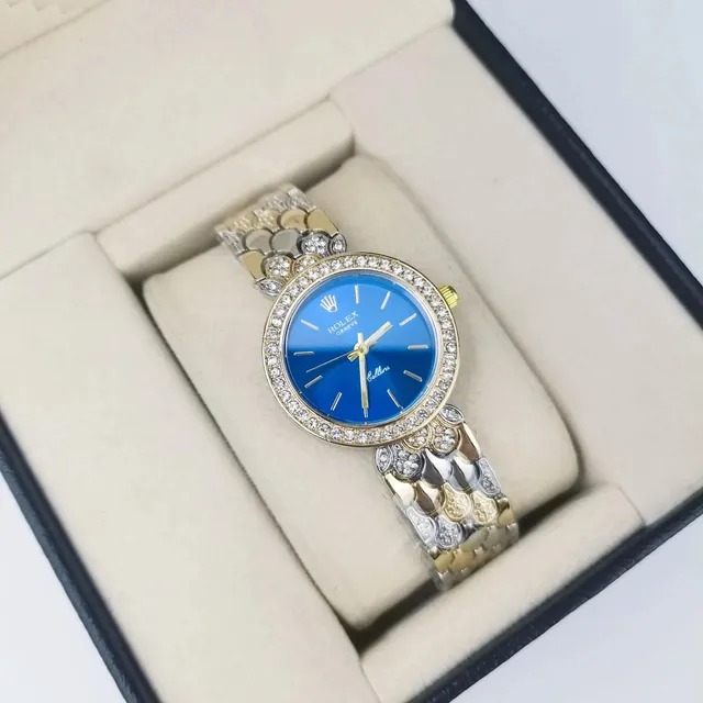 Rolex Oyster Perpetual Blue Dial with Diamond Bezel and Bracelet