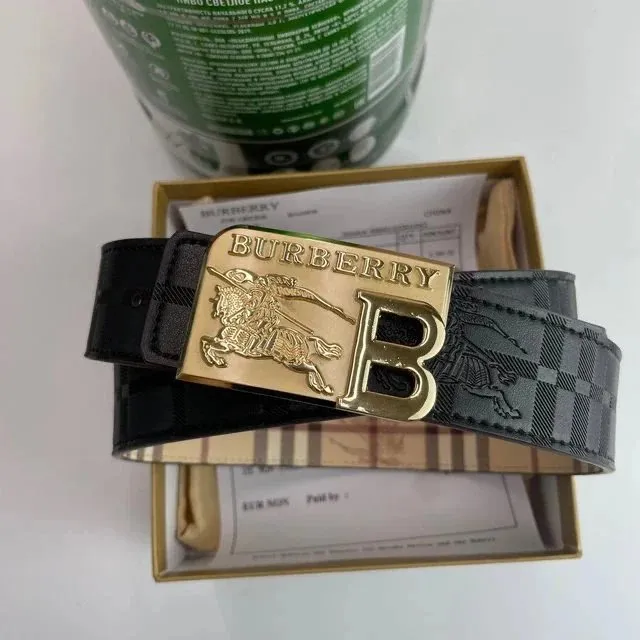 Burberry Check Print Belt Equestrian Knight Buckle