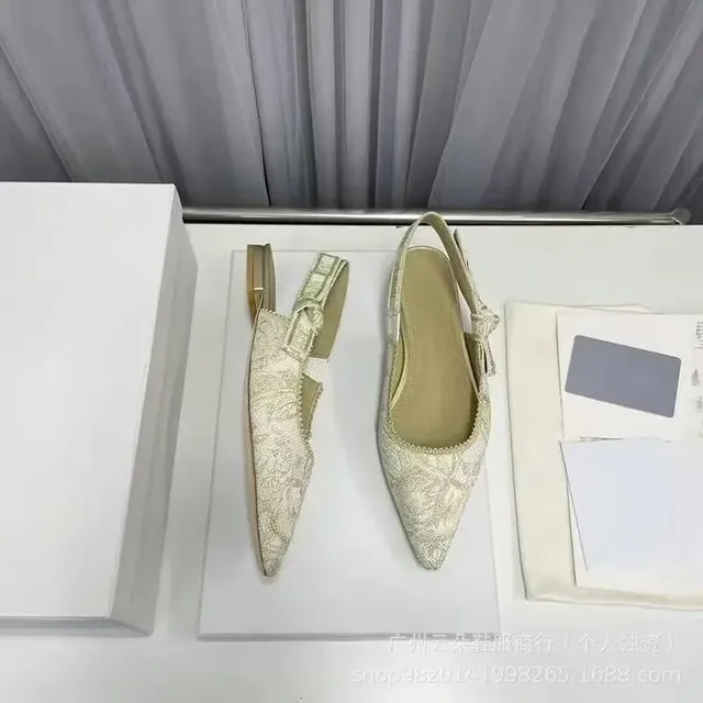 Dior Pointed-Toe Slingback Lace-Embellished
