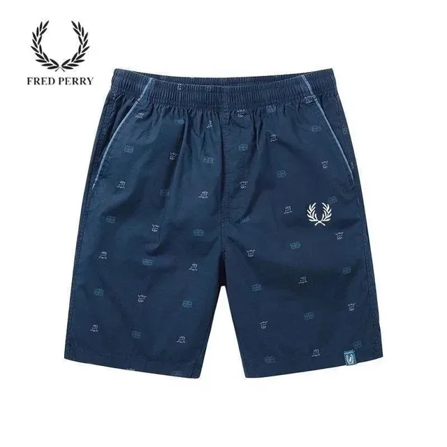 Fred Perry Logo-Print Shorts All-Over Laurel Wreath Print