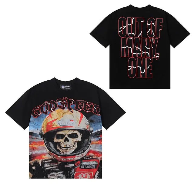 Godspeed Graphic Tee Skull Helmet Print