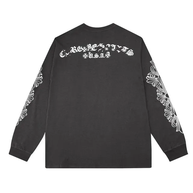 Chrome Hearts Long Sleeve Tee Crosses USA Graphic