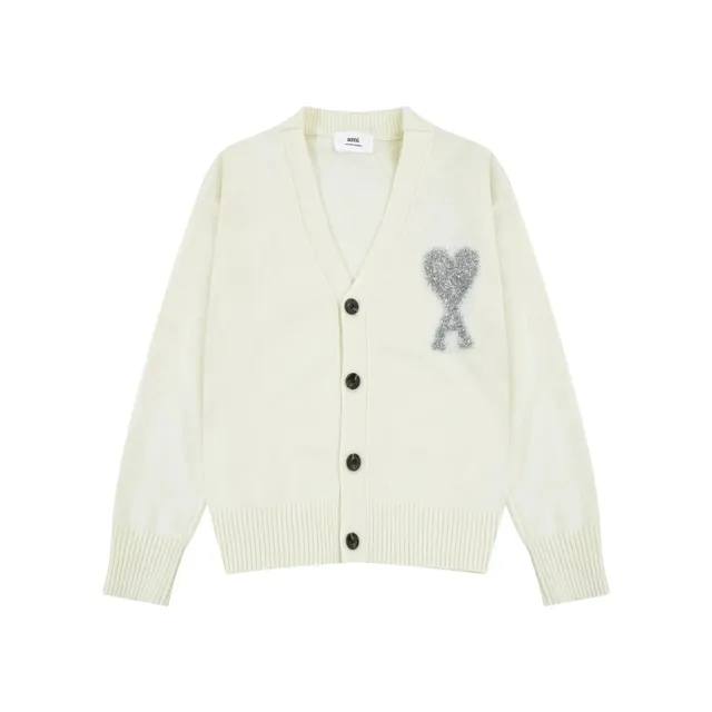 AMI Paris Cardigan Glitter Heart Logo