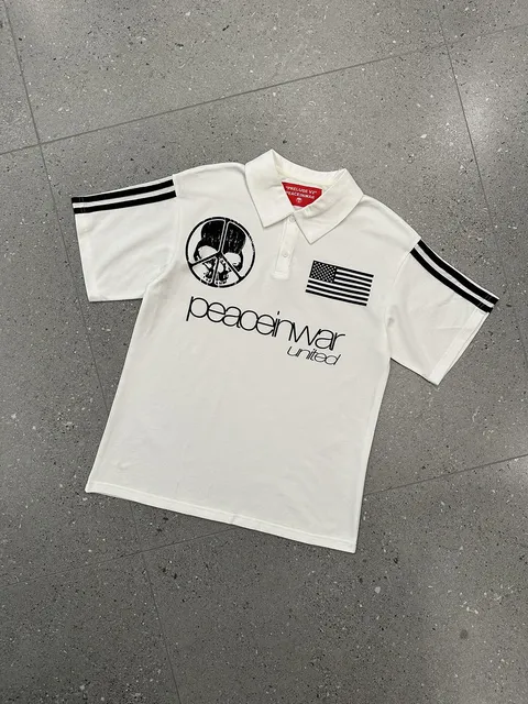 Peaceinwar Polo Shirt Peace Sign Skull & Flag