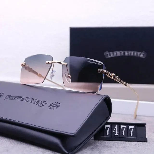Chrome Hearts Rimless Sunglasses Gradient Lens with Cross Motif Temples