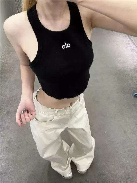 Alo Yoga Ribbed Crop Tank OLO Logo