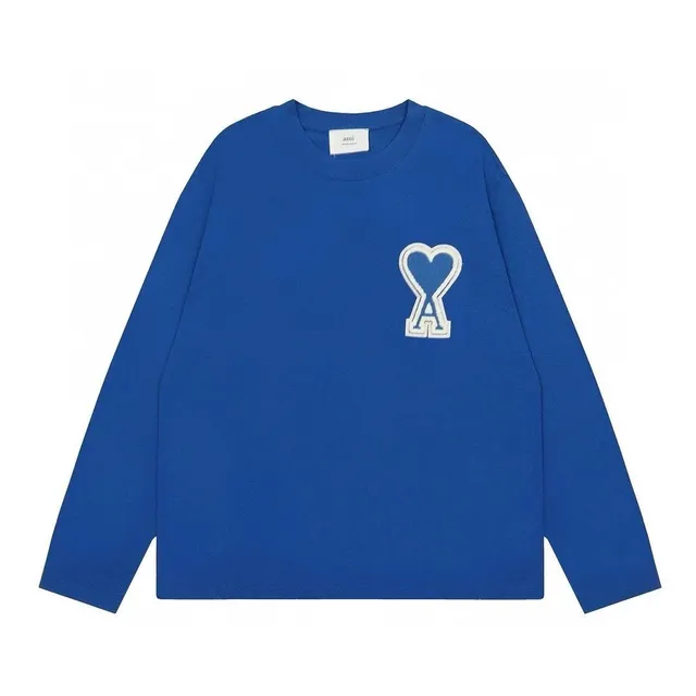 AMI Paris Long-Sleeve Tee Heart Logo Blue