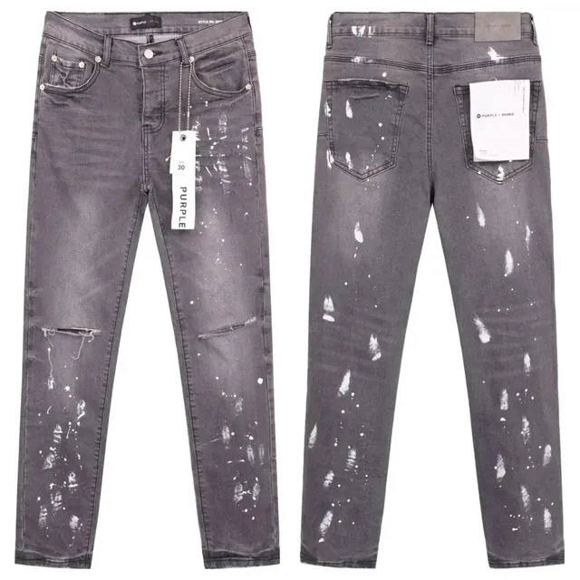 Purple Brand Distressed Slim Fit Jeans Paint Splatter
