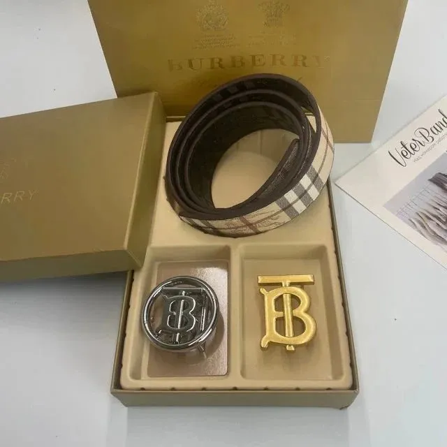 Burberry TB Logo Belt Checkered Web