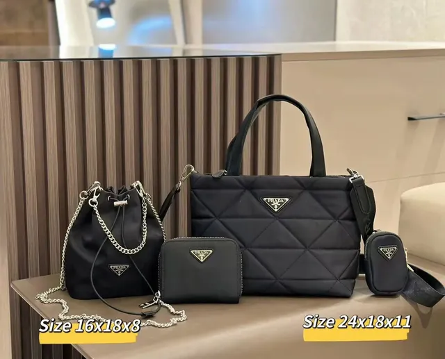 Prada Re-Nylon Quilted Set Black