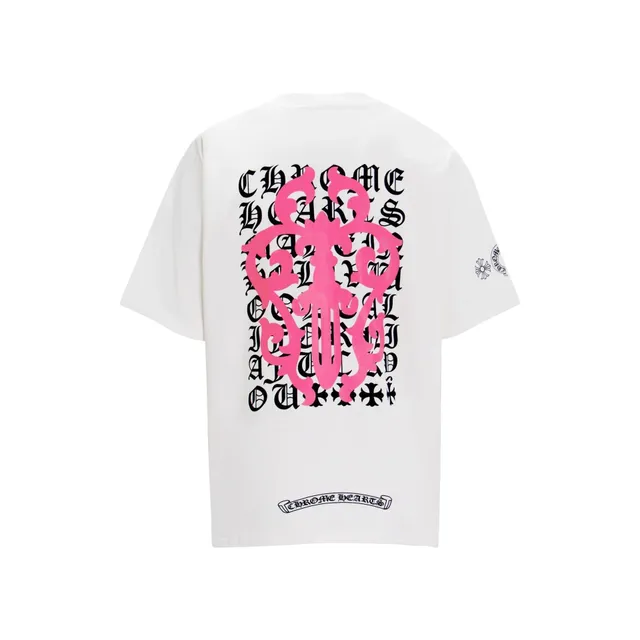 Chrome Hearts Graphic Tee Pink Cross Logo
