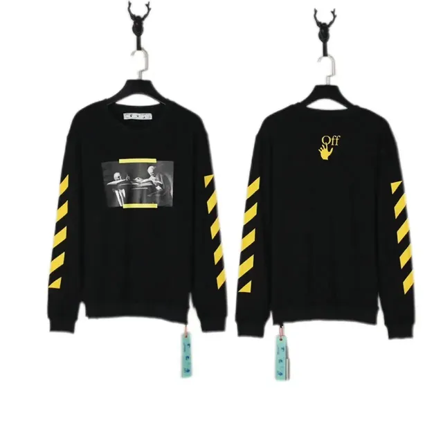 Off-White Crewneck Sweatshirt Diagonal Stripe Print