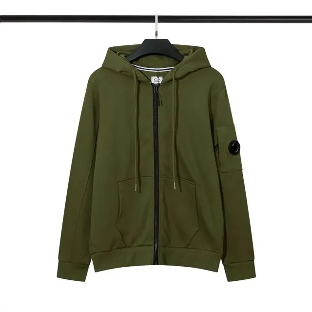 Stone Island Zip-Up Hoodie Olive Green