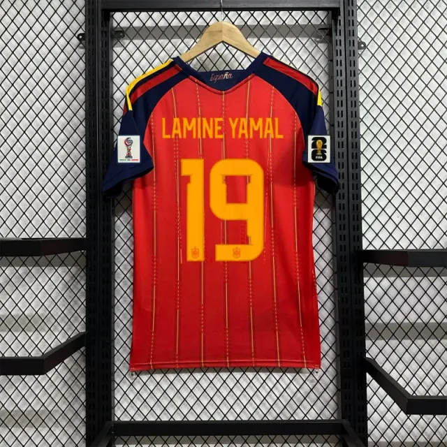 Spain home jersey #19 with captain's armband