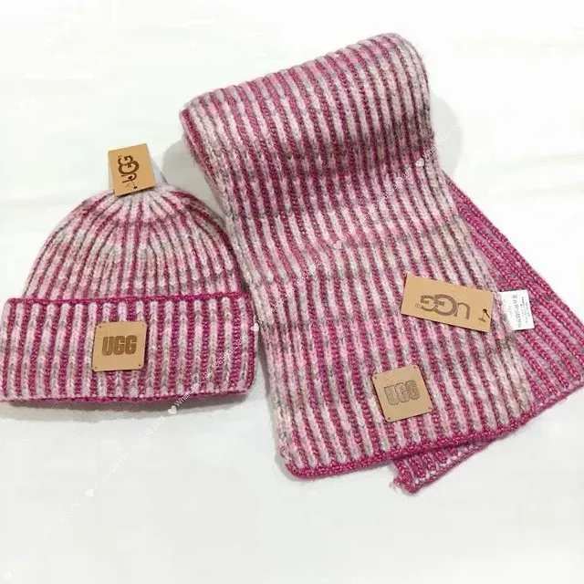 UGG Knit Beanie and Scarf Set Striped
