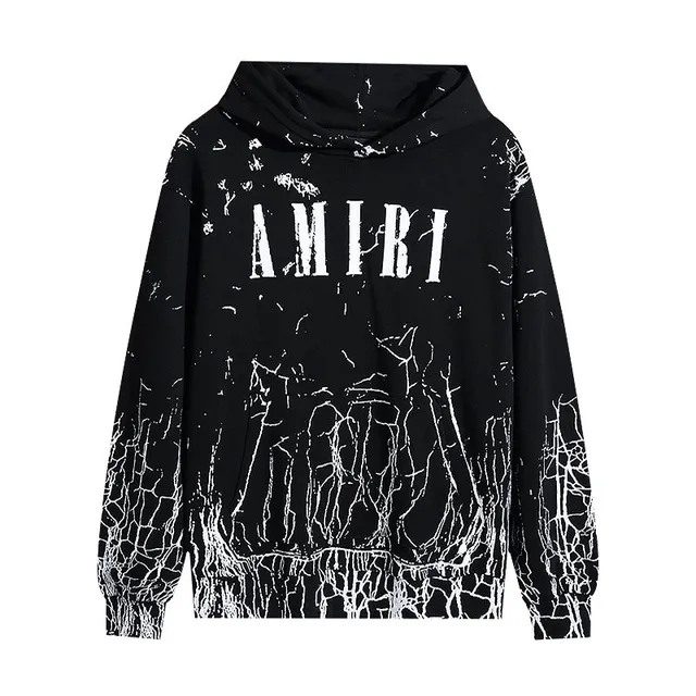 Amiri Cowl Neck Hoodie Cracked Print