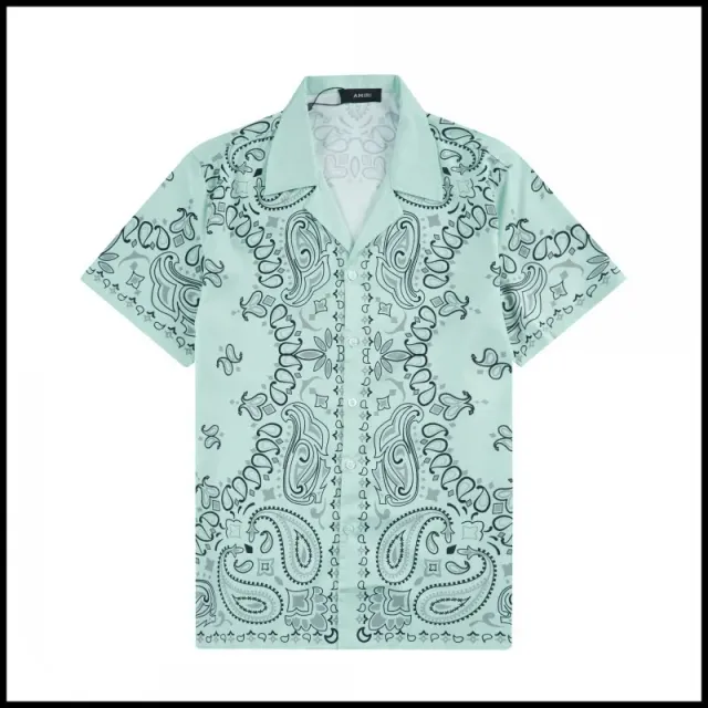 Amiri Paisley Print Shirt Mint Green Paisley