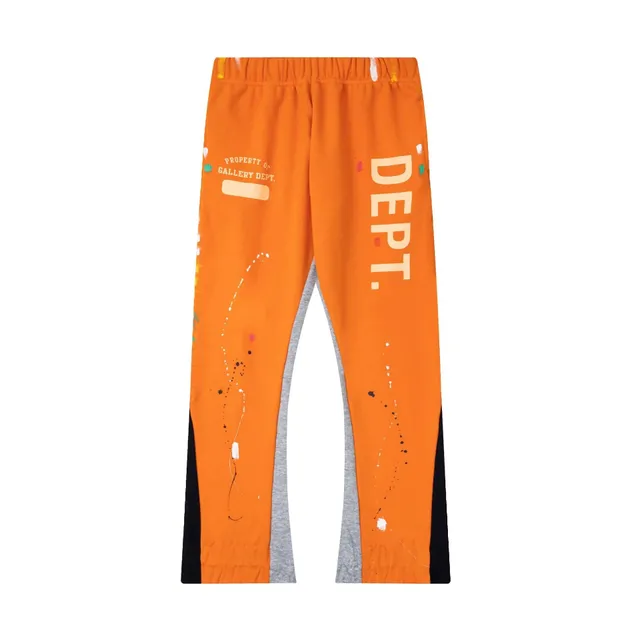 Gallery Dept. Paint Splatter Sweatpants Orange with Grey/Black Panels