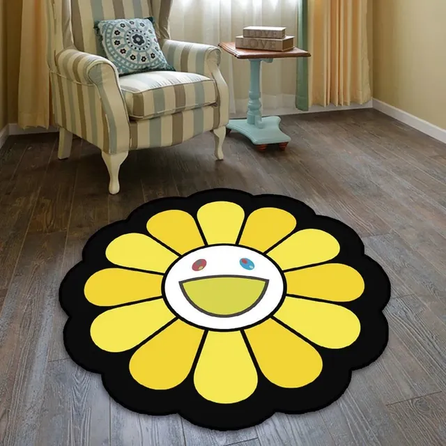 Takashi Murakami Flower Rug Smiling Face