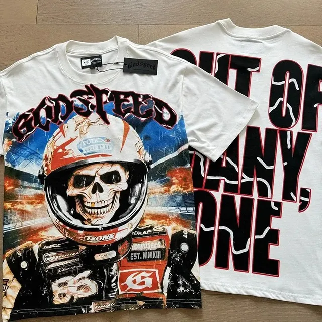 Godspeed Graphic Tee Skull Helmet Print